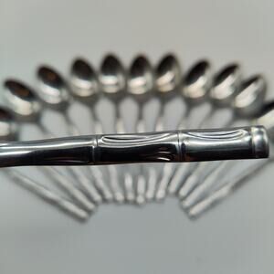 14X Tsp The Cellar CLF2 Stainless Silverware Flatware Bamboo TeaSpoons